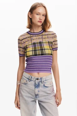 Roupa De Malha|Camisas E Blusas<Desigual Camiseta de ponto xadrez