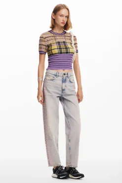 Roupa De Malha|Camisas E Blusas<Desigual Camiseta de ponto xadrez