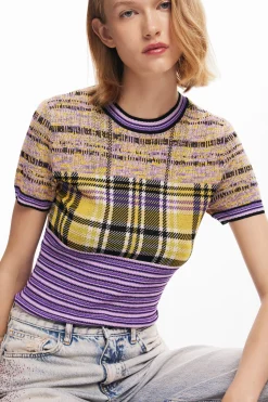 Roupa De Malha|Camisas E Blusas<Desigual Camiseta de ponto xadrez