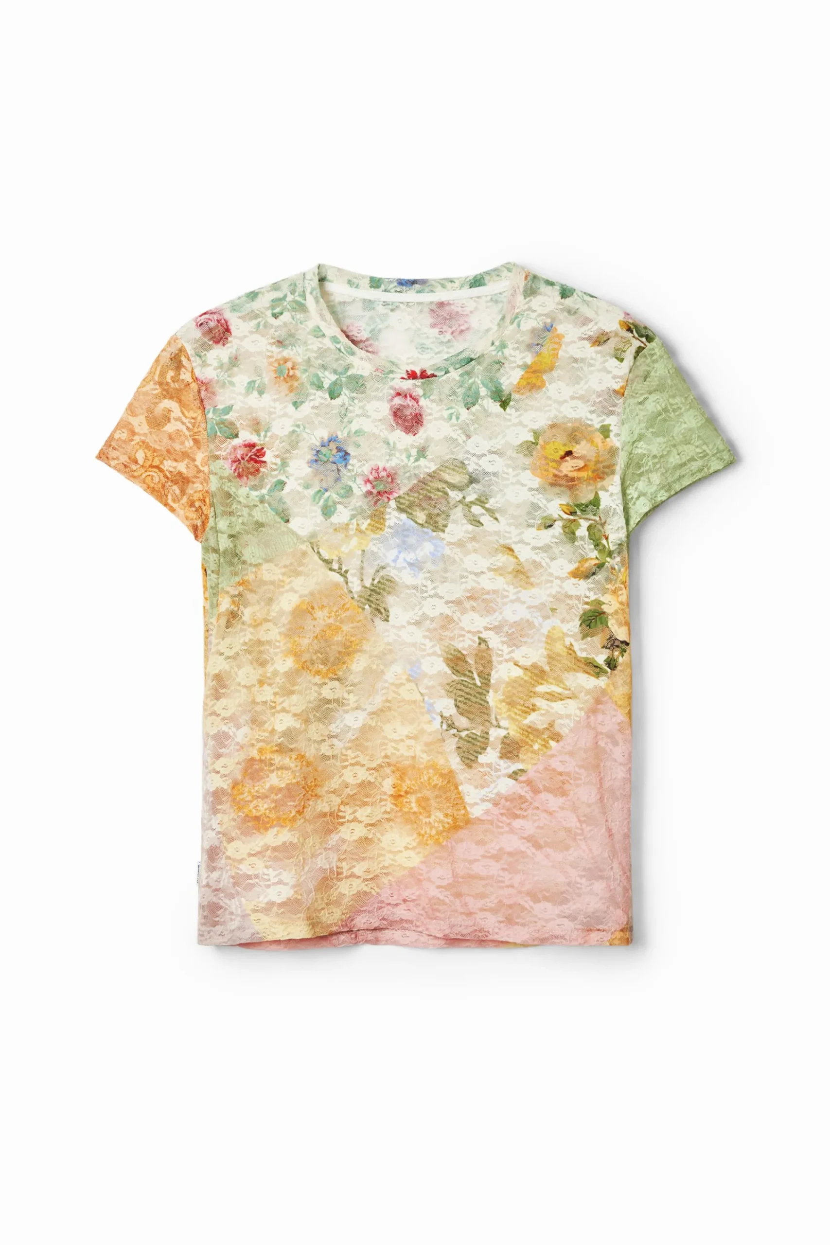 Camisas E Blusas|T-shirts<Desigual Camiseta de renda fores