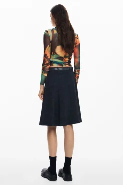 Camisas E Blusas|T-shirts<Desigual Camiseta de tul estampada