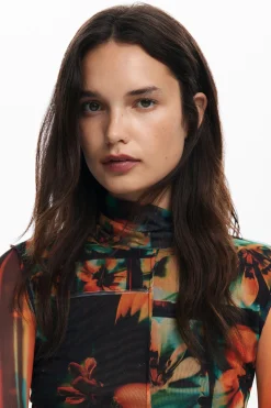 Camisas E Blusas|T-shirts<Desigual Camiseta de tul estampada