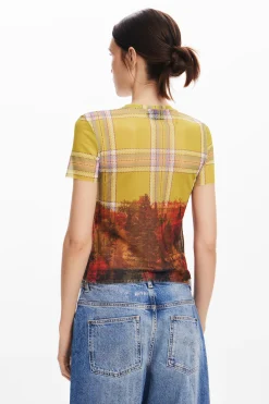 Camisas E Blusas|T-shirts<Desigual Camiseta de tul estampado