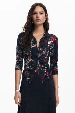 Camisas E Blusas|T-shirts<Desigual Camiseta de tul estampado floral