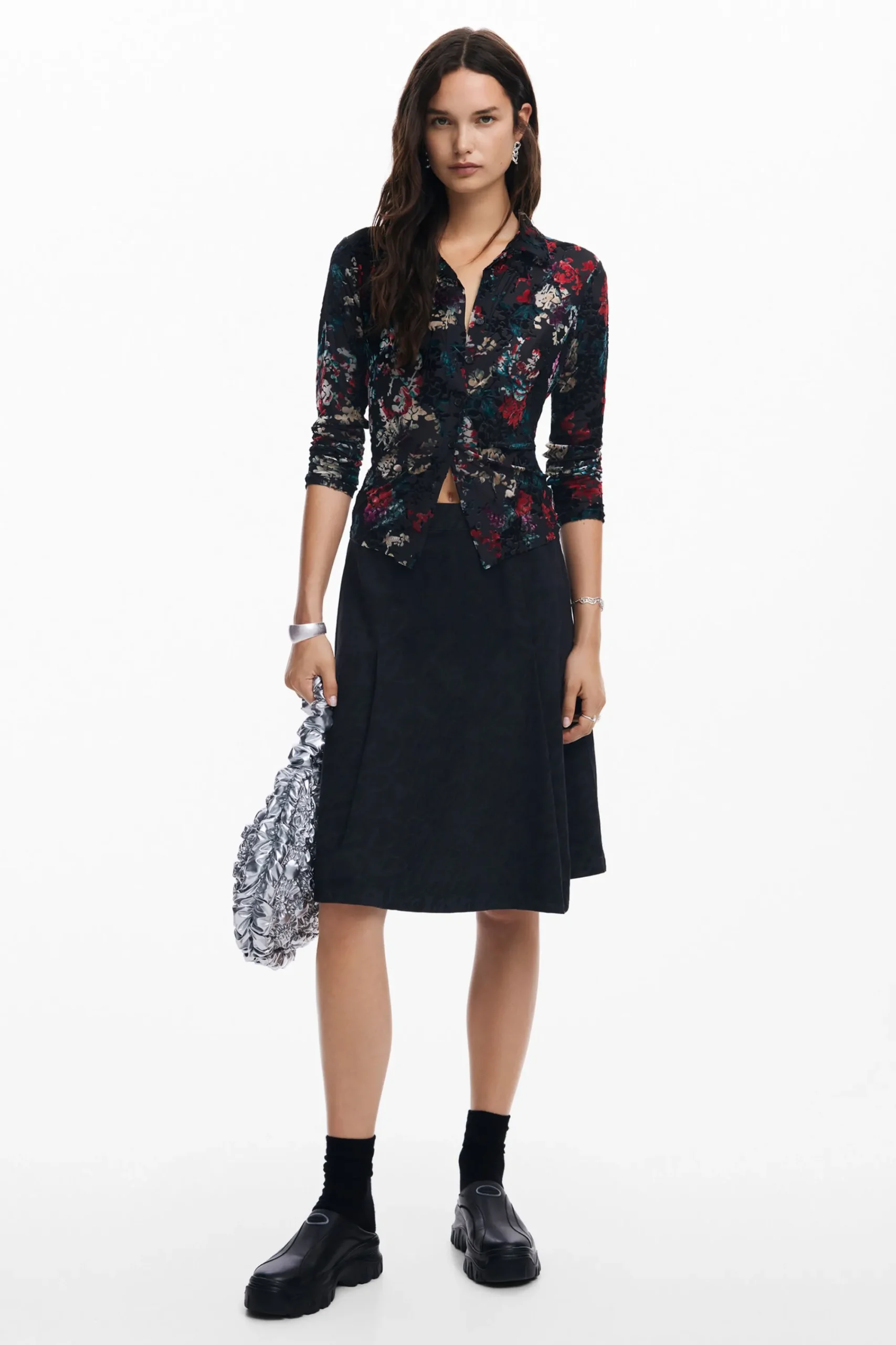 Camisas E Blusas|T-shirts<Desigual Camiseta de tul estampado floral