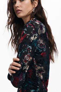 Camisas E Blusas|T-shirts<Desigual Camiseta de tul estampado floral