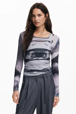 Camisas E Blusas|T-shirts<Desigual Camiseta estampada coche
