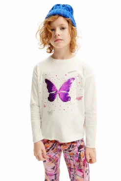 T-shirts E Camisas<Desigual Camiseta estampada com borboleta