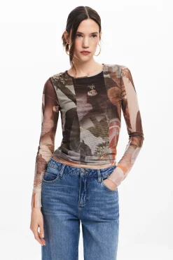 Camisas E Blusas|T-shirts<Desigual Camiseta estampada com flores