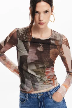 Camisas E Blusas|T-shirts<Desigual Camiseta estampada com flores