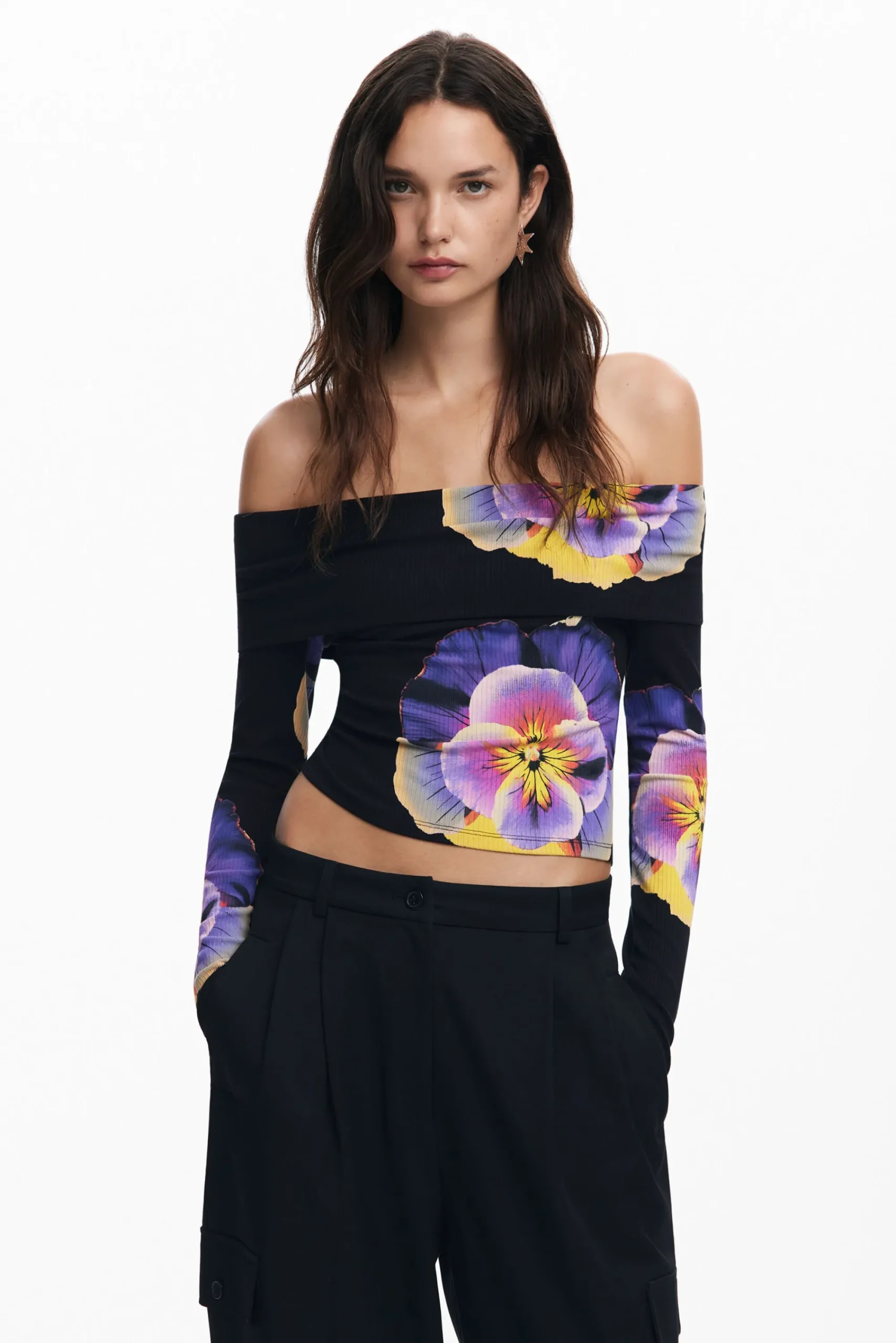 Roupa De Malha|Camisas E Blusas<Desigual Camiseta estampada com flores M. Christian Lacroix