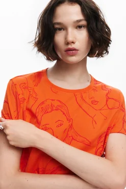 Camisas E Blusas|T-shirts<Desigual Camiseta estampada com rostos