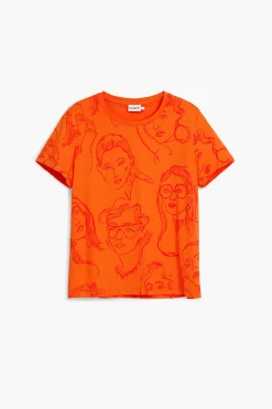 Camisas E Blusas|T-shirts<Desigual Camiseta estampada com rostos
