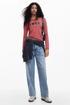 Camisas E Blusas|T-shirts<Desigual Camiseta I Love