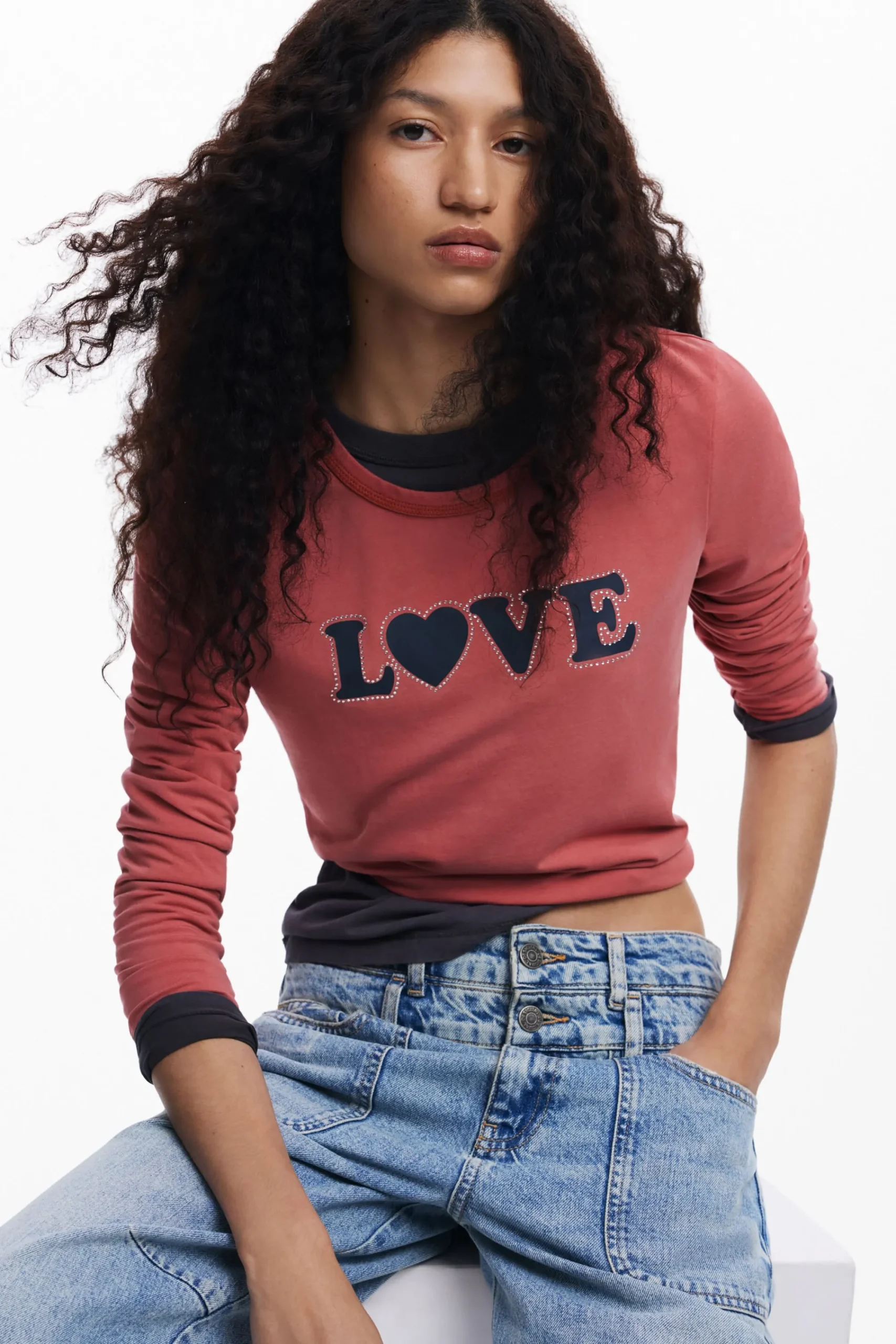 Camisas E Blusas|T-shirts<Desigual Camiseta I Love