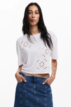 Camisas E Blusas|T-shirts<Desigual Camiseta lisa detalhes