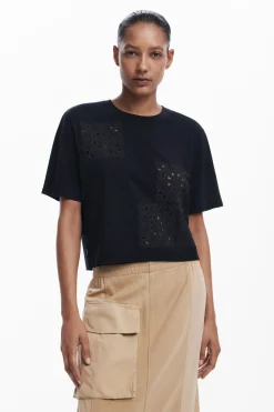 Camisas E Blusas|T-shirts<Desigual Camiseta lisa detalhes