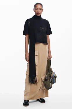 Camisas E Blusas|T-shirts<Desigual Camiseta lisa detalhes