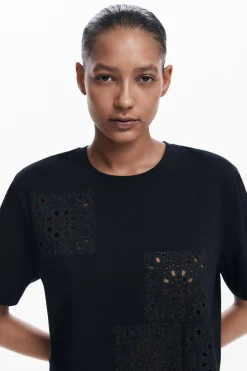 Camisas E Blusas|T-shirts<Desigual Camiseta lisa detalhes