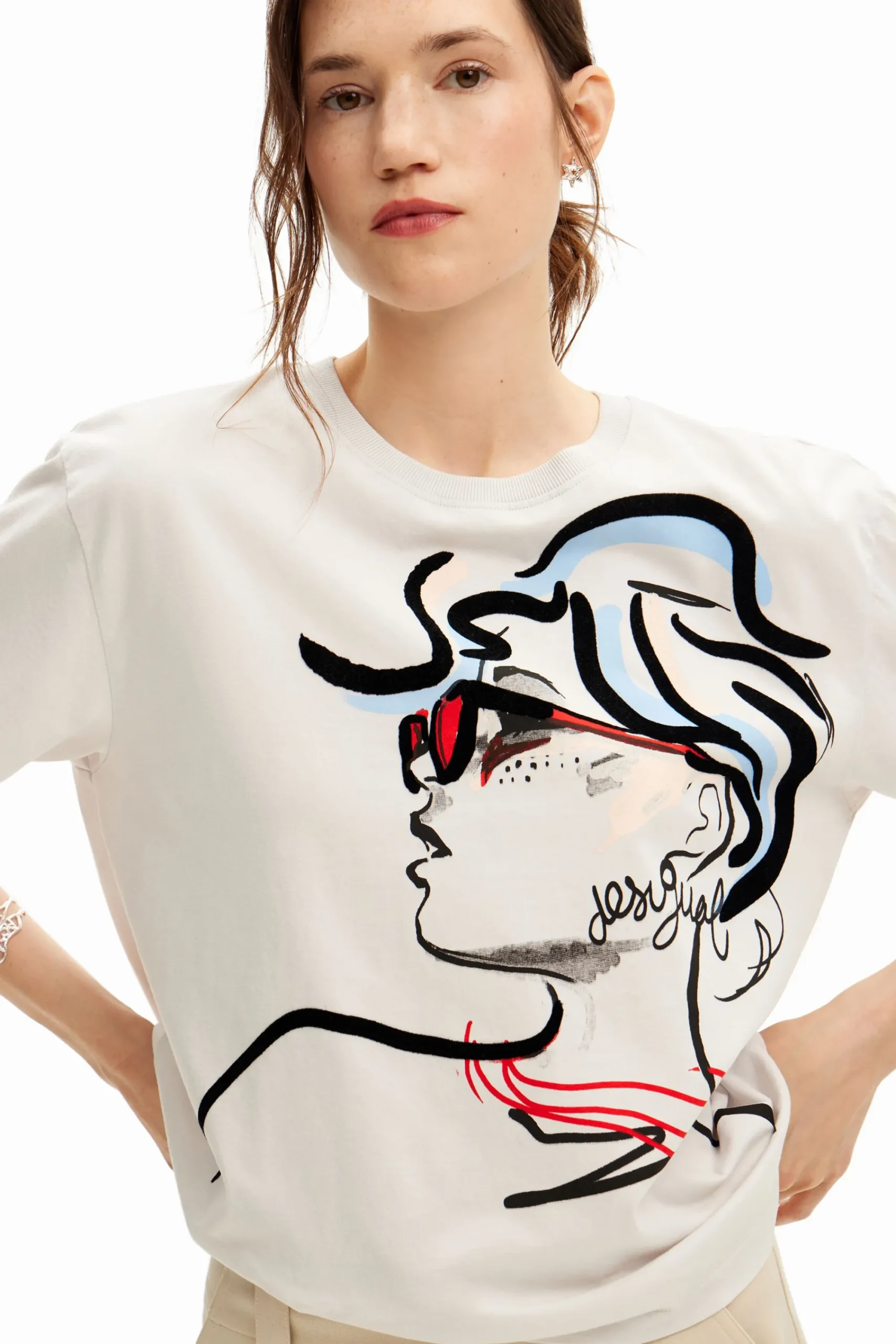 Camisas E Blusas|T-shirts<Desigual Camiseta lisa ilustração