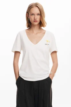 Camisas E Blusas|T-shirts<Desigual Camiseta lisa mensagem