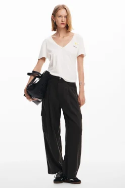 Camisas E Blusas|T-shirts<Desigual Camiseta lisa mensagem