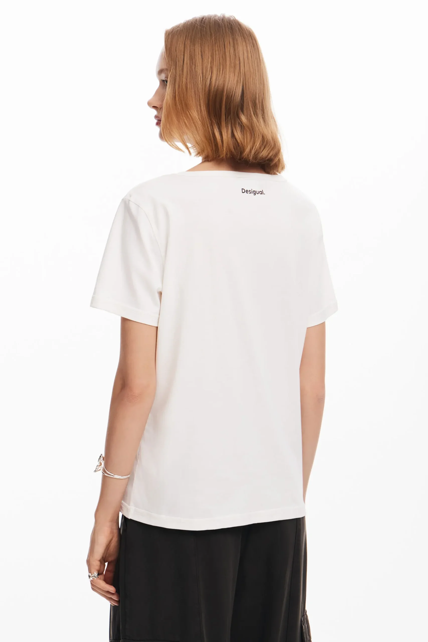 Camisas E Blusas|T-shirts<Desigual Camiseta lisa mensagem