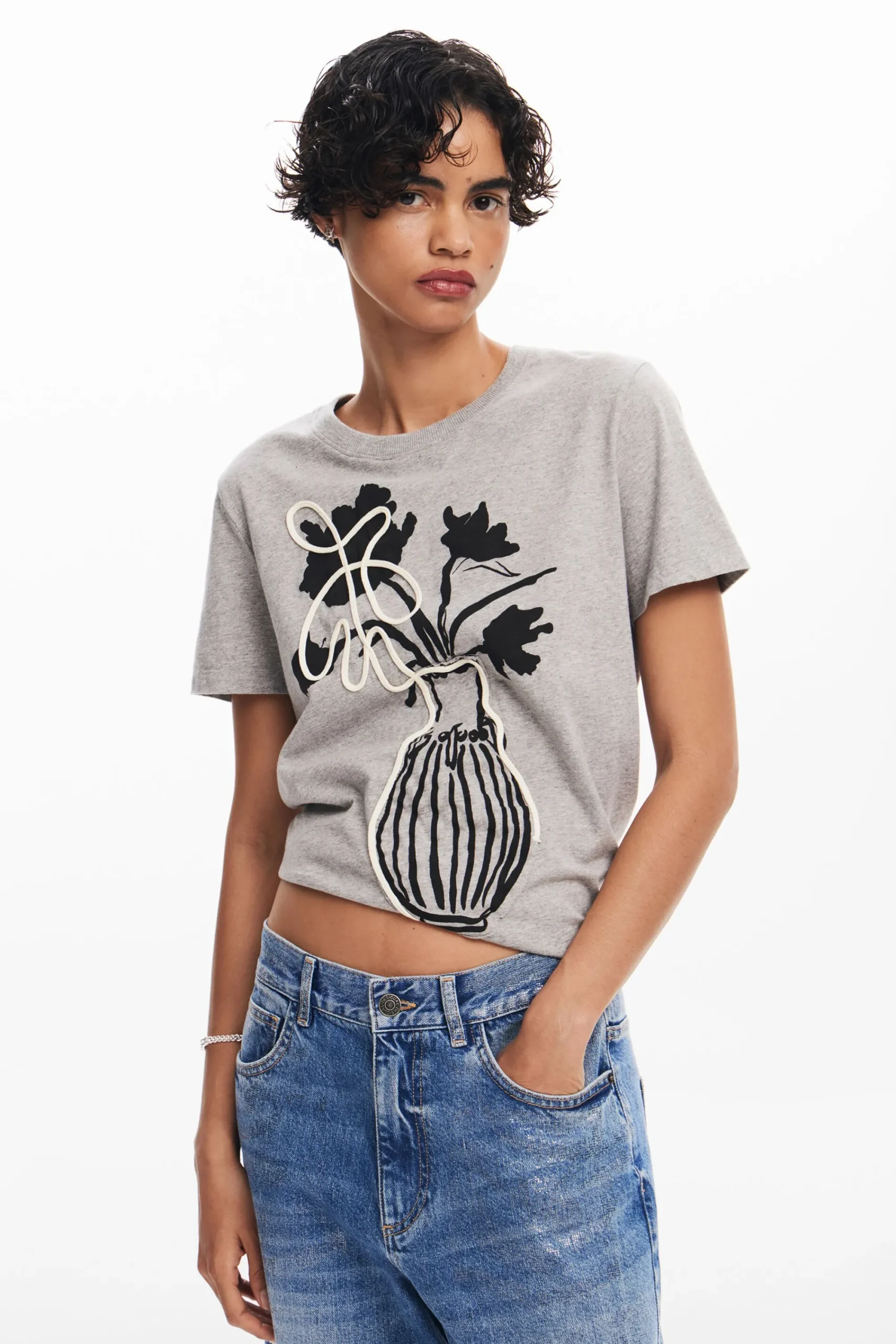 Camisas E Blusas|T-shirts<Desigual Camiseta lisa vaso