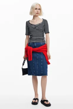 Camisas E Blusas|T-shirts<Desigual Camiseta listrada