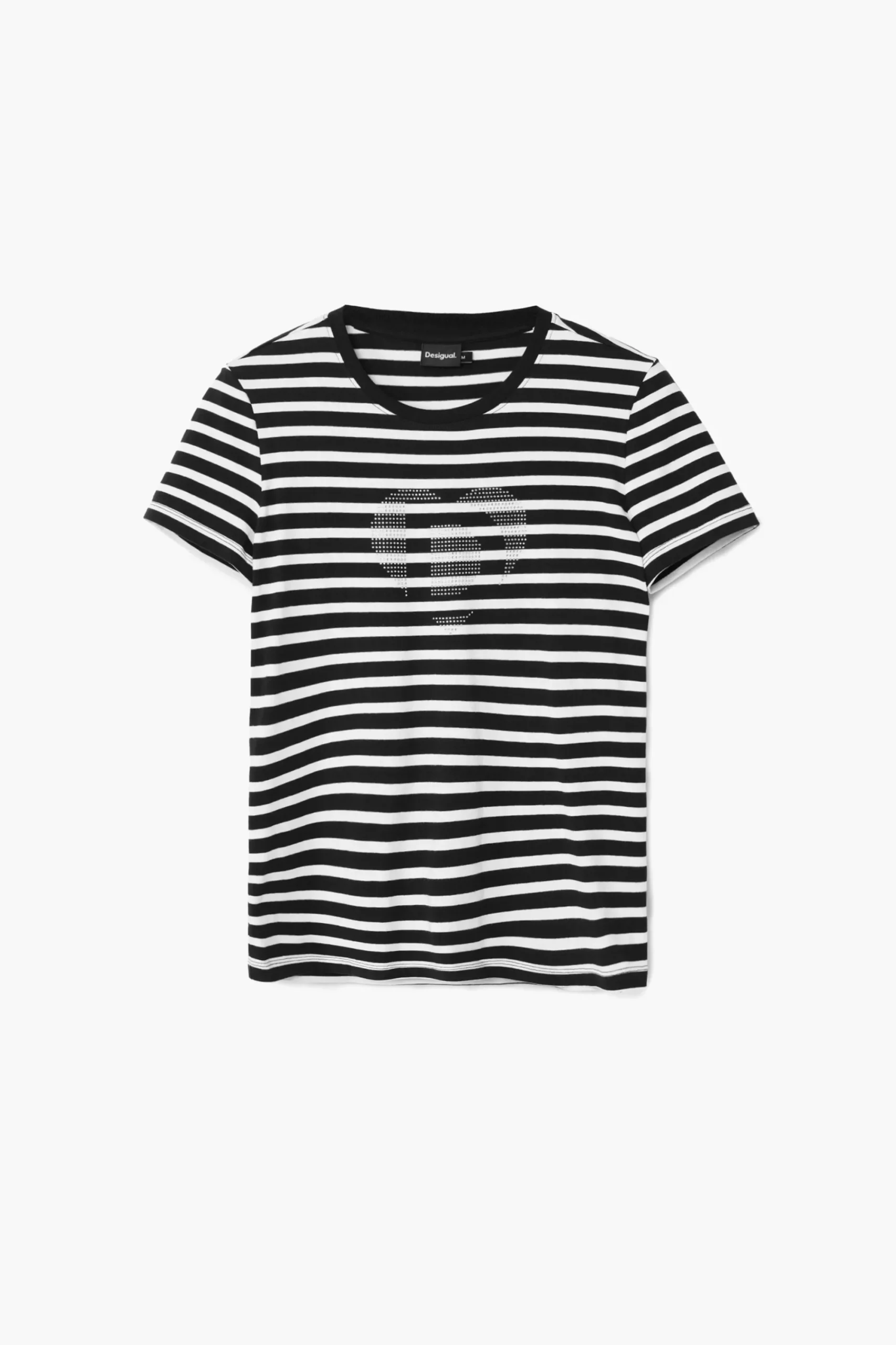 Camisas E Blusas|T-shirts<Desigual Camiseta listrada com coração