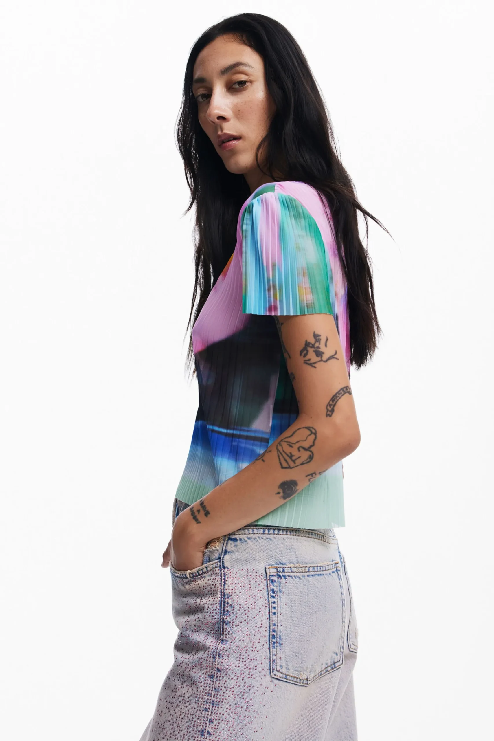 Camisas E Blusas|T-shirts<Desigual Camiseta paisagem desfocada