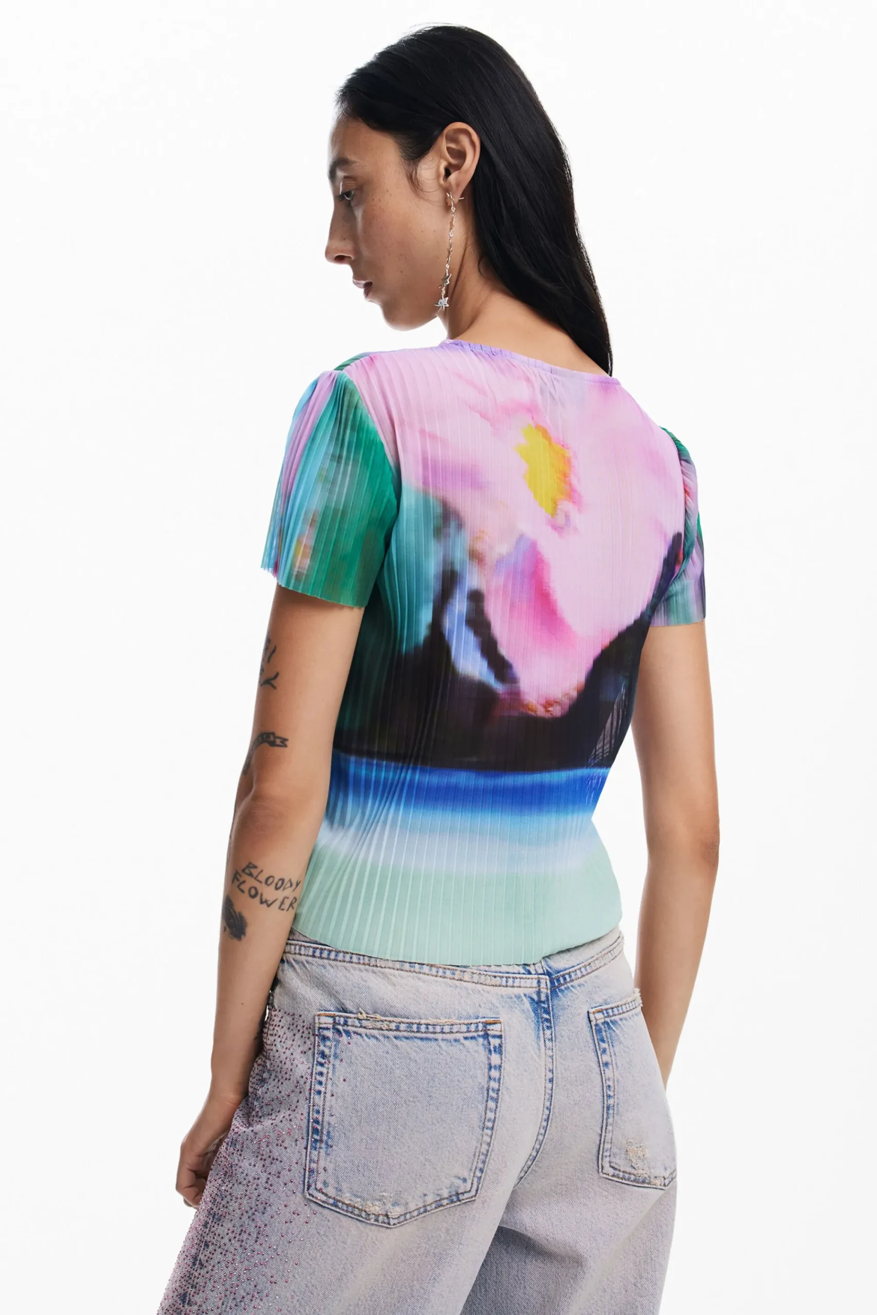 Camisas E Blusas|T-shirts<Desigual Camiseta paisagem desfocada