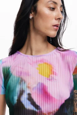 Camisas E Blusas|T-shirts<Desigual Camiseta paisagem desfocada