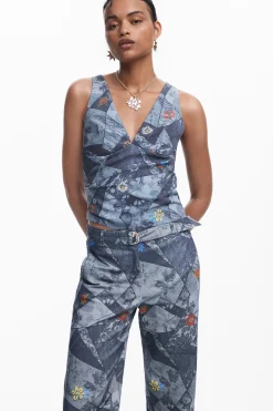 Camisas E Blusas|T-shirts<Desigual Camiseta patch com alças