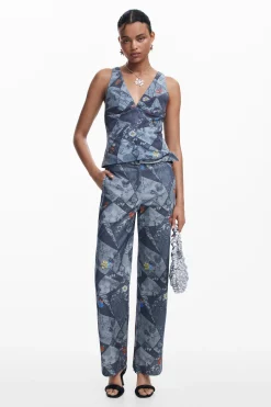 Camisas E Blusas|T-shirts<Desigual Camiseta patch com alças