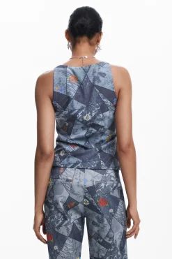Camisas E Blusas|T-shirts<Desigual Camiseta patch com alças
