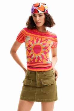 Camisas E Blusas|T-shirts<Desigual Camiseta ponto sol