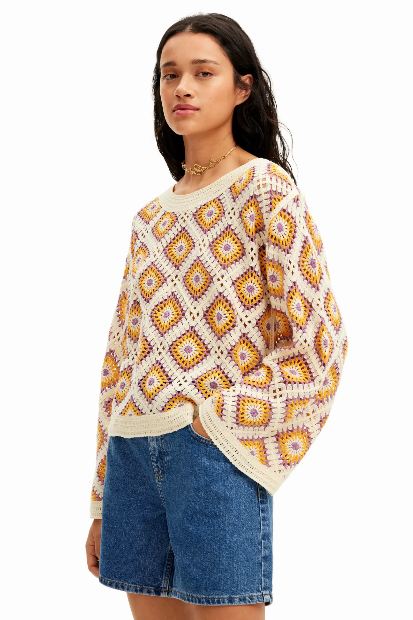 Roupa De Malha|Malha<Desigual Camisola croché multicolor
