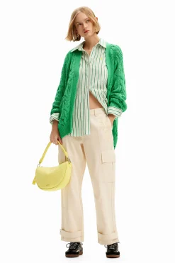 Malha<Desigual Cardigã oversize pormenores abertos