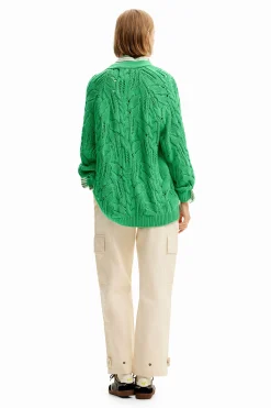 Malha<Desigual Cardigã oversize pormenores abertos