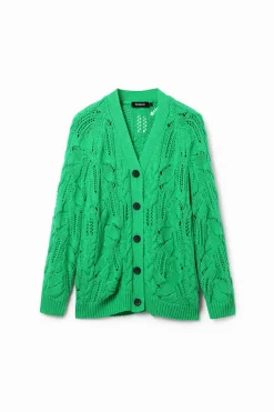 Malha<Desigual Cardigã oversize pormenores abertos