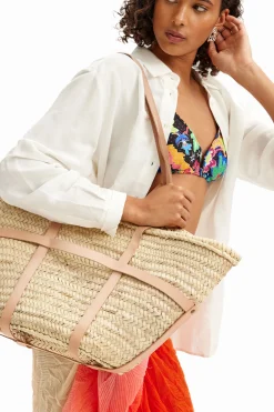 Malas|Malas Shopper<Desigual Cesto de vime L pele