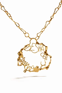 Joalharia<Desigual Colar mensagem banho ouro Zalio