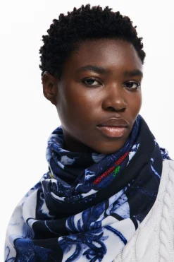Écharpes E Cachecóis<Desigual Foulard de denim com flores