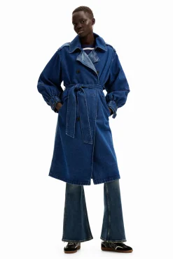 Casacões E Casacos<Desigual Gabardina oversize denim