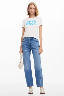 Jeans|Calças<Desigual Ilustração de margarida em jeans