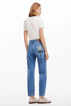 Jeans|Calças<Desigual Ilustração de margarida em jeans