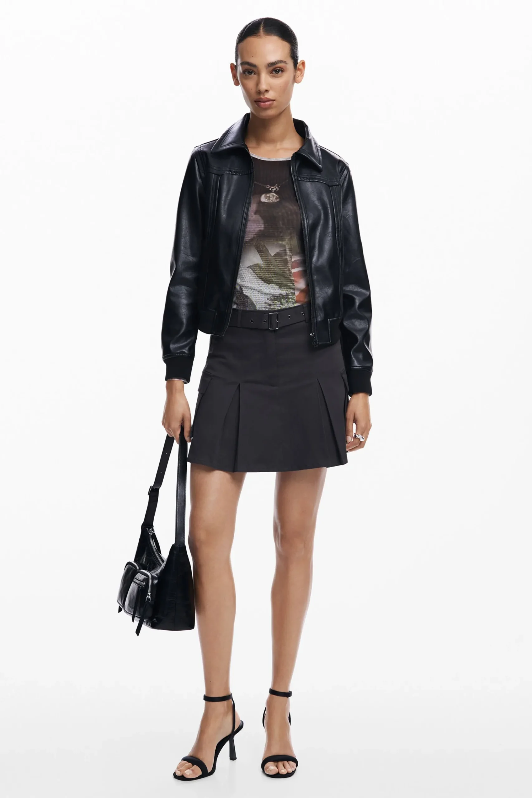 Casacões E Casacos<Desigual Jaqueta biker efeito couro