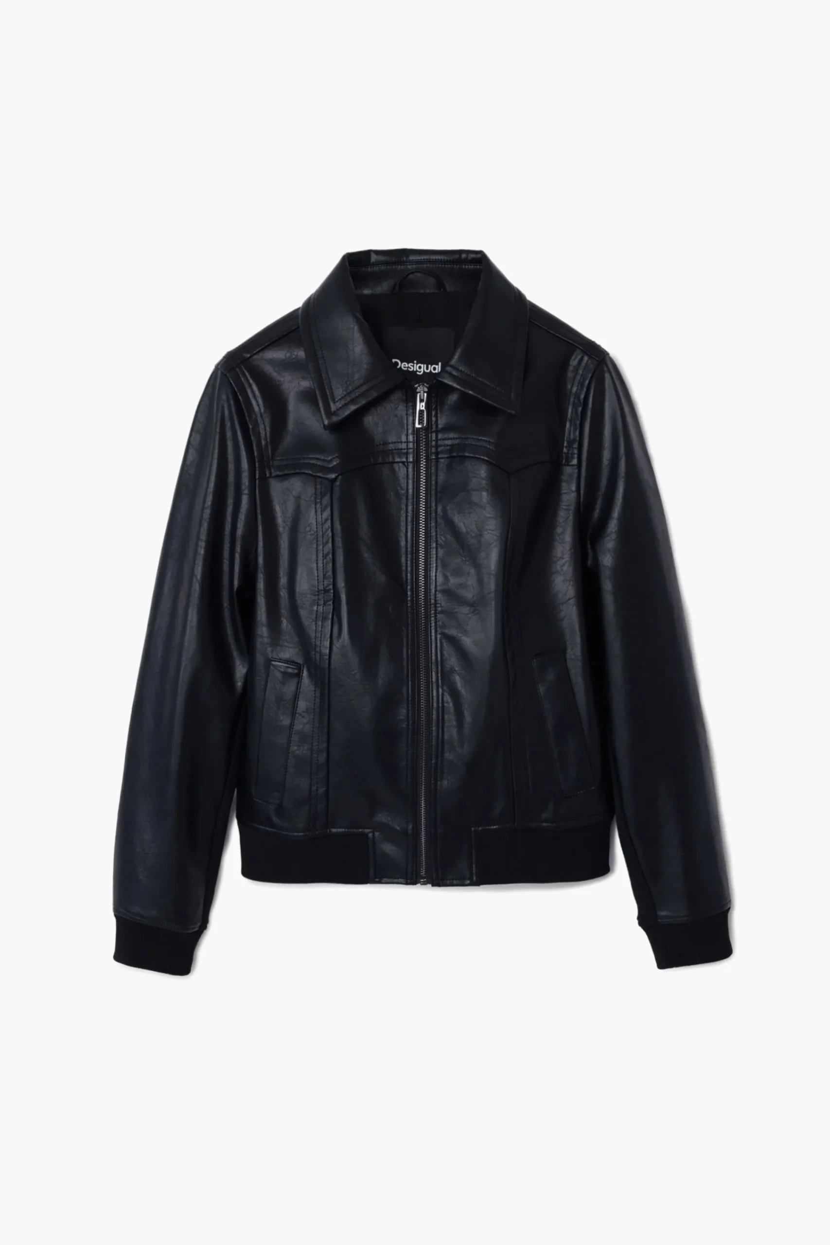 Casacões E Casacos<Desigual Jaqueta biker efeito couro