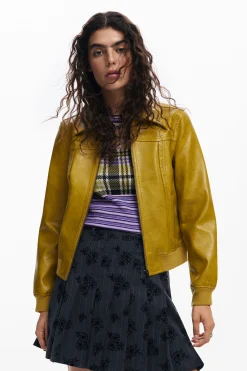 Casacões E Casacos<Desigual Jaqueta biker efeito couro